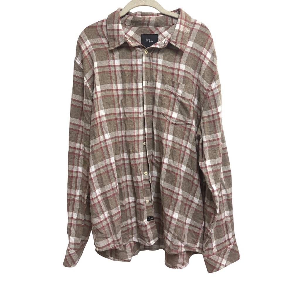 Rails Lennox Chinchilla Currant Plaid Flannel‎ Button Down Shirt Brown Red XL